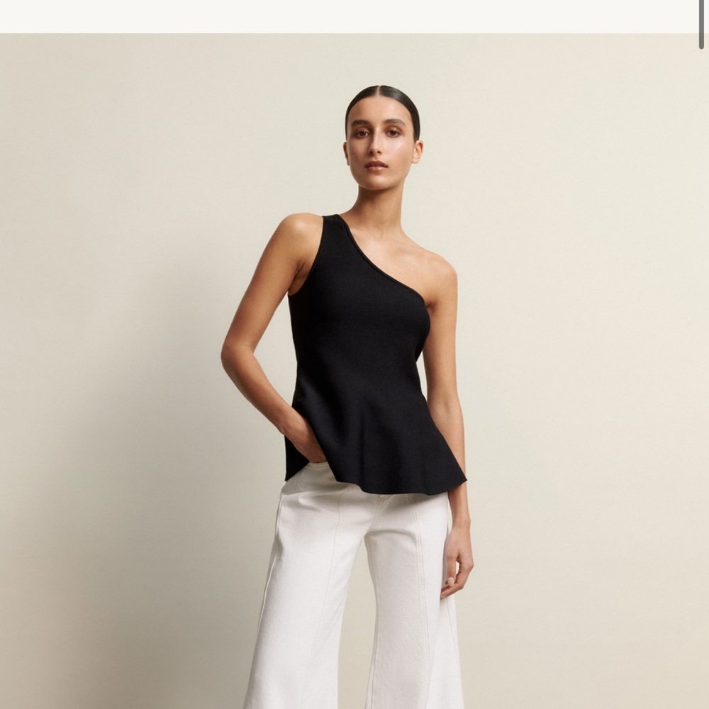 ME+EM Black One-Shoulder Blouse